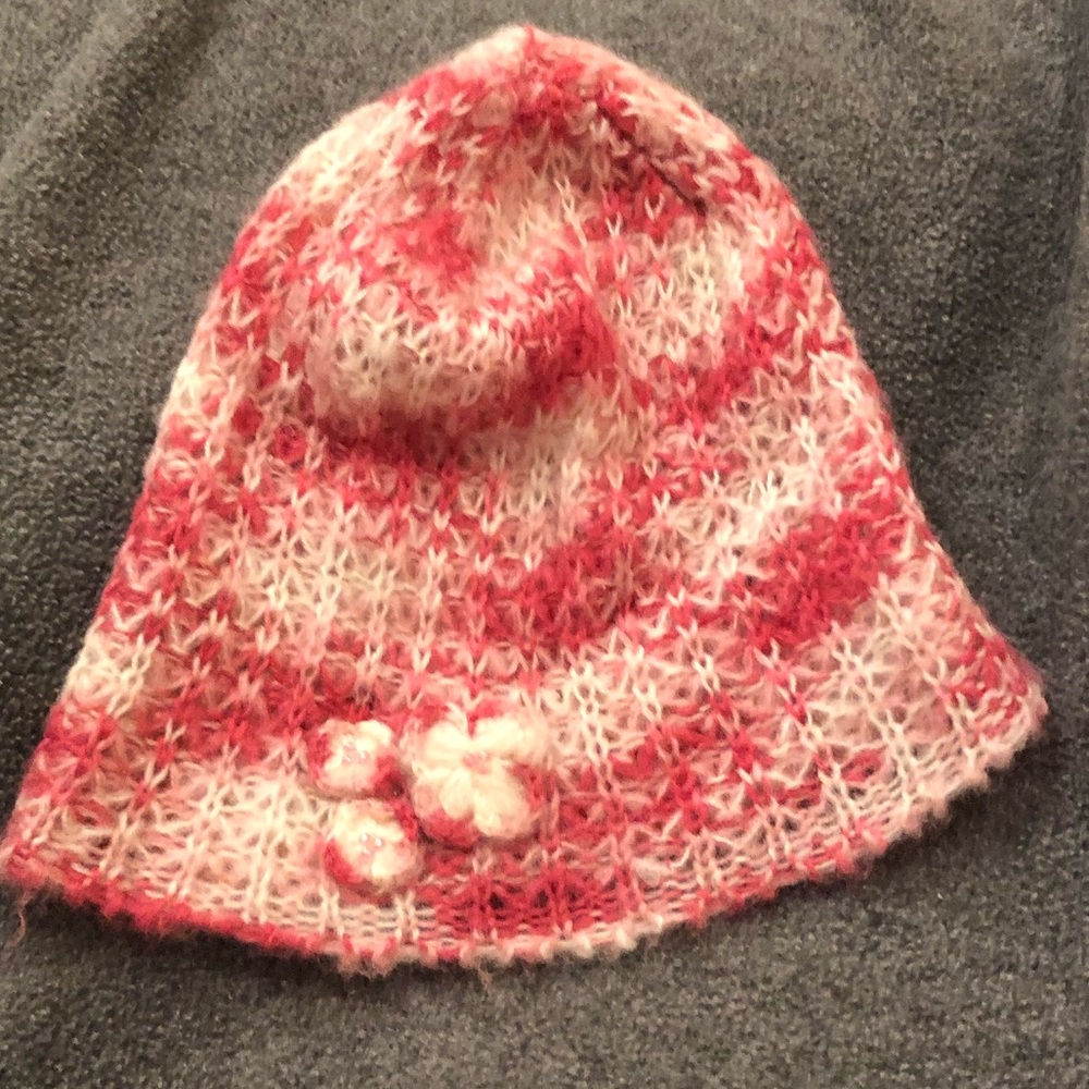 Pink and White Beanie